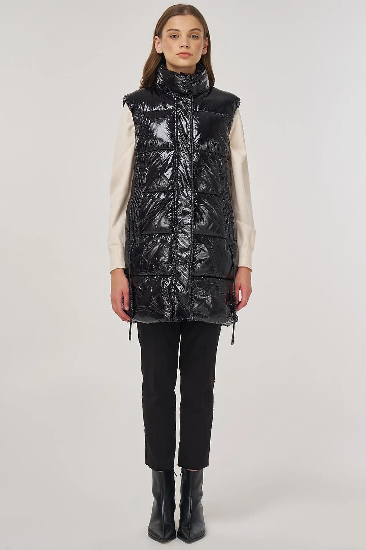 Shiny Puffer Vest Black 