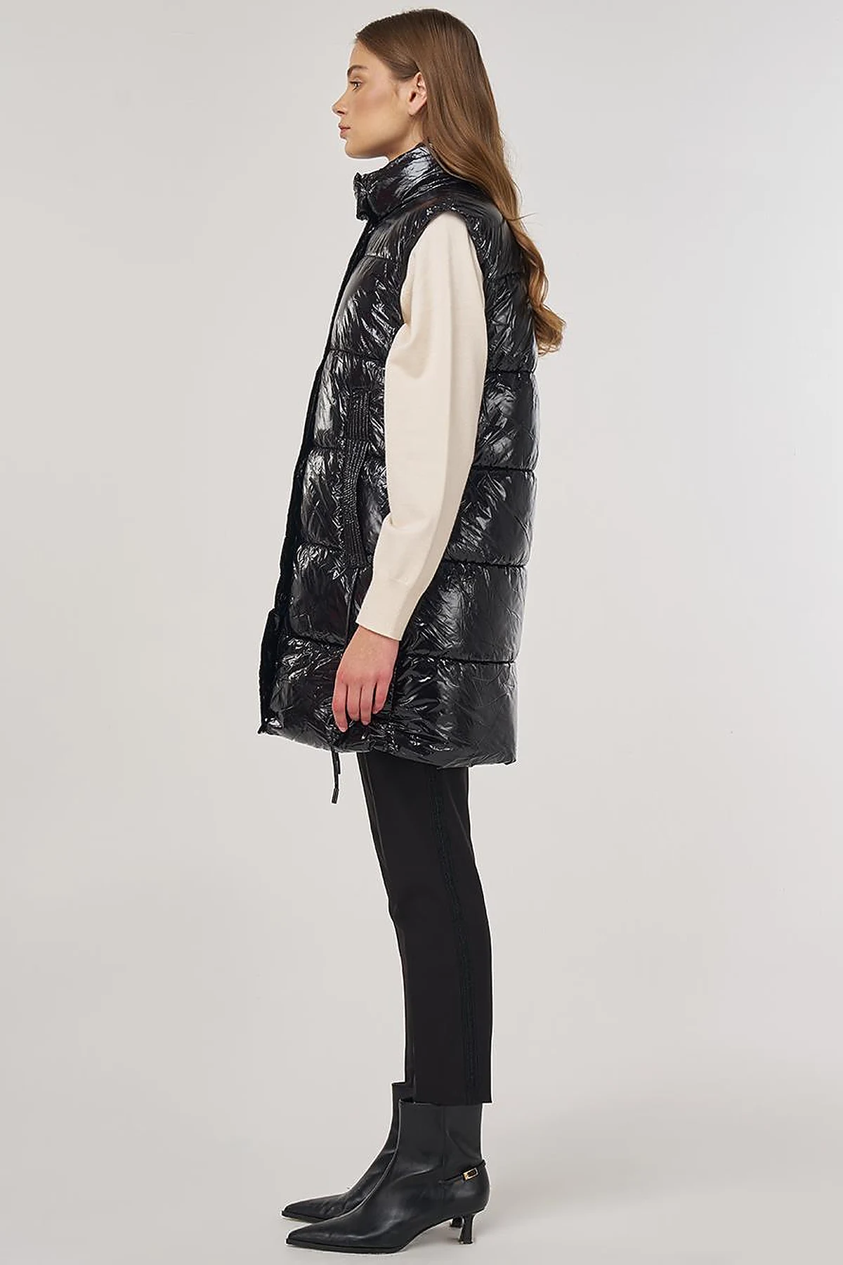 Shiny Puffer Vest Black 