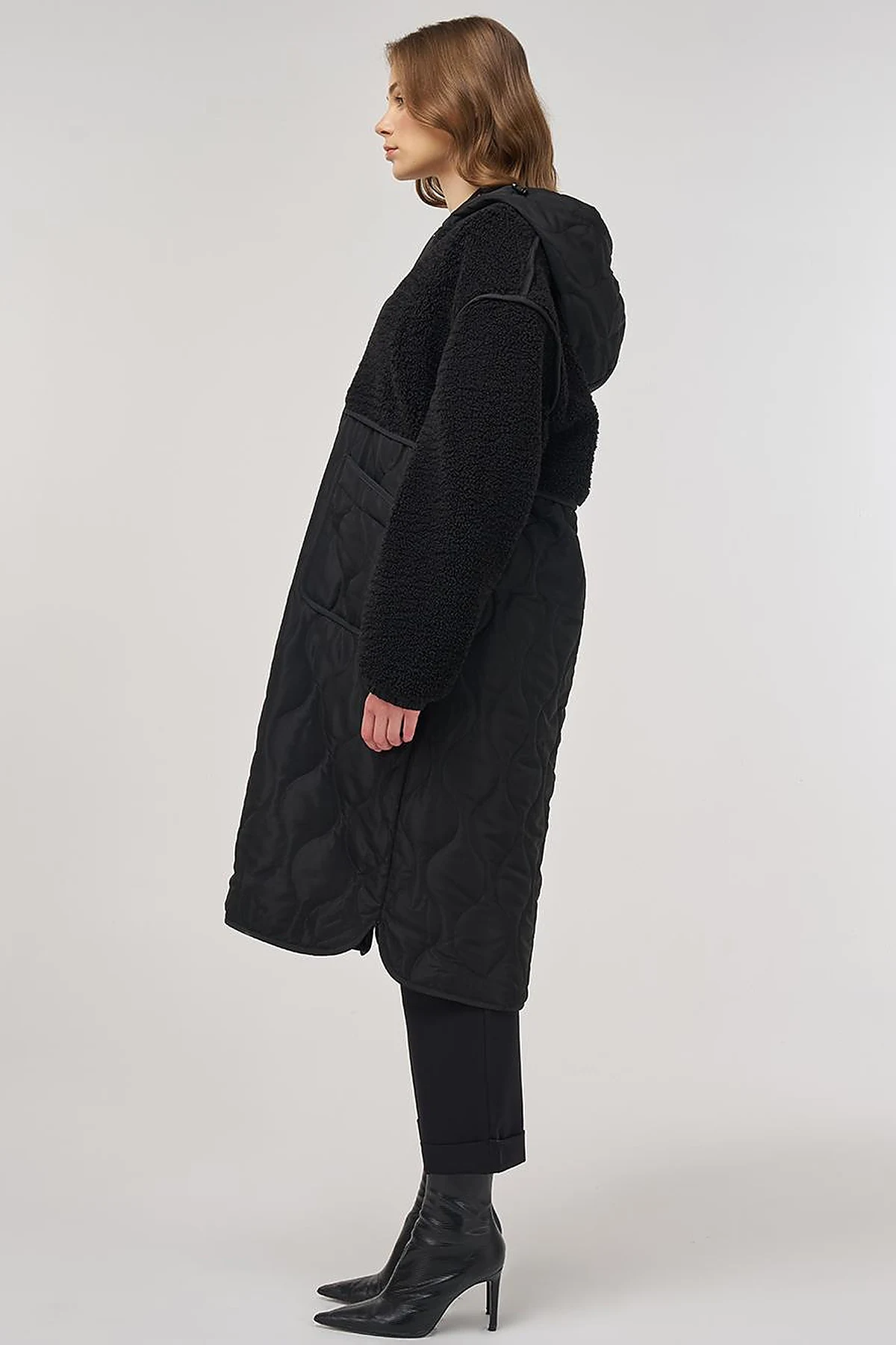 Faux Fur-Detail Anorak Jacket Black