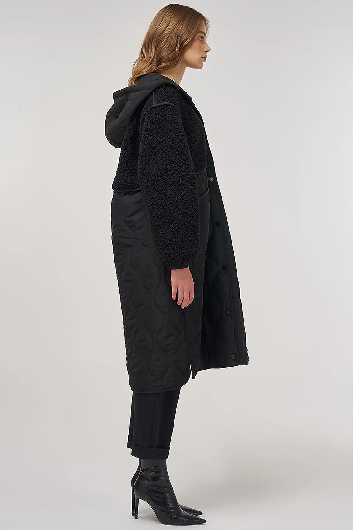 Faux Fur-Detail Anorak Jacket Black