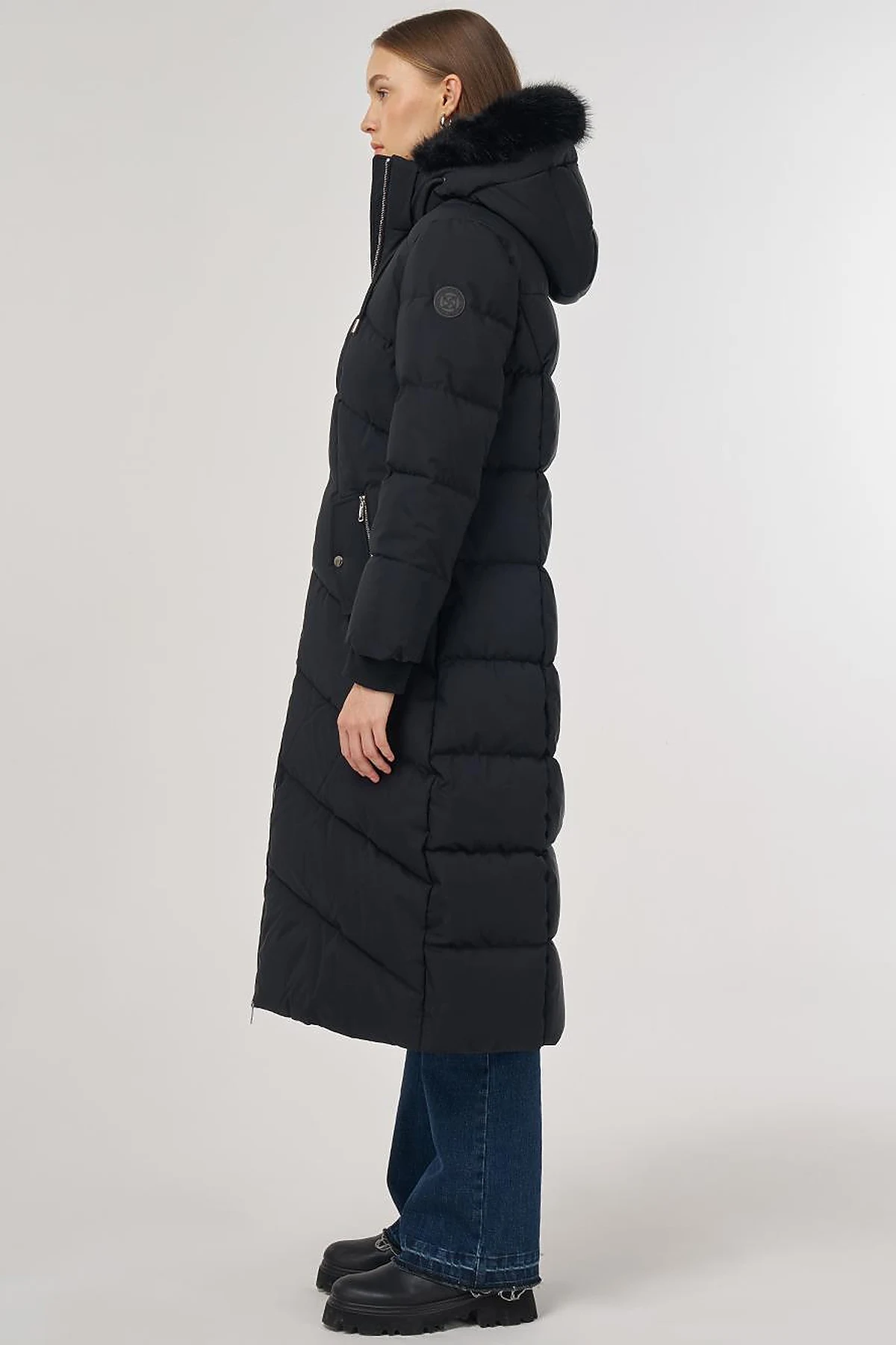 Faux Fur Detailed Anorak Coat in Black