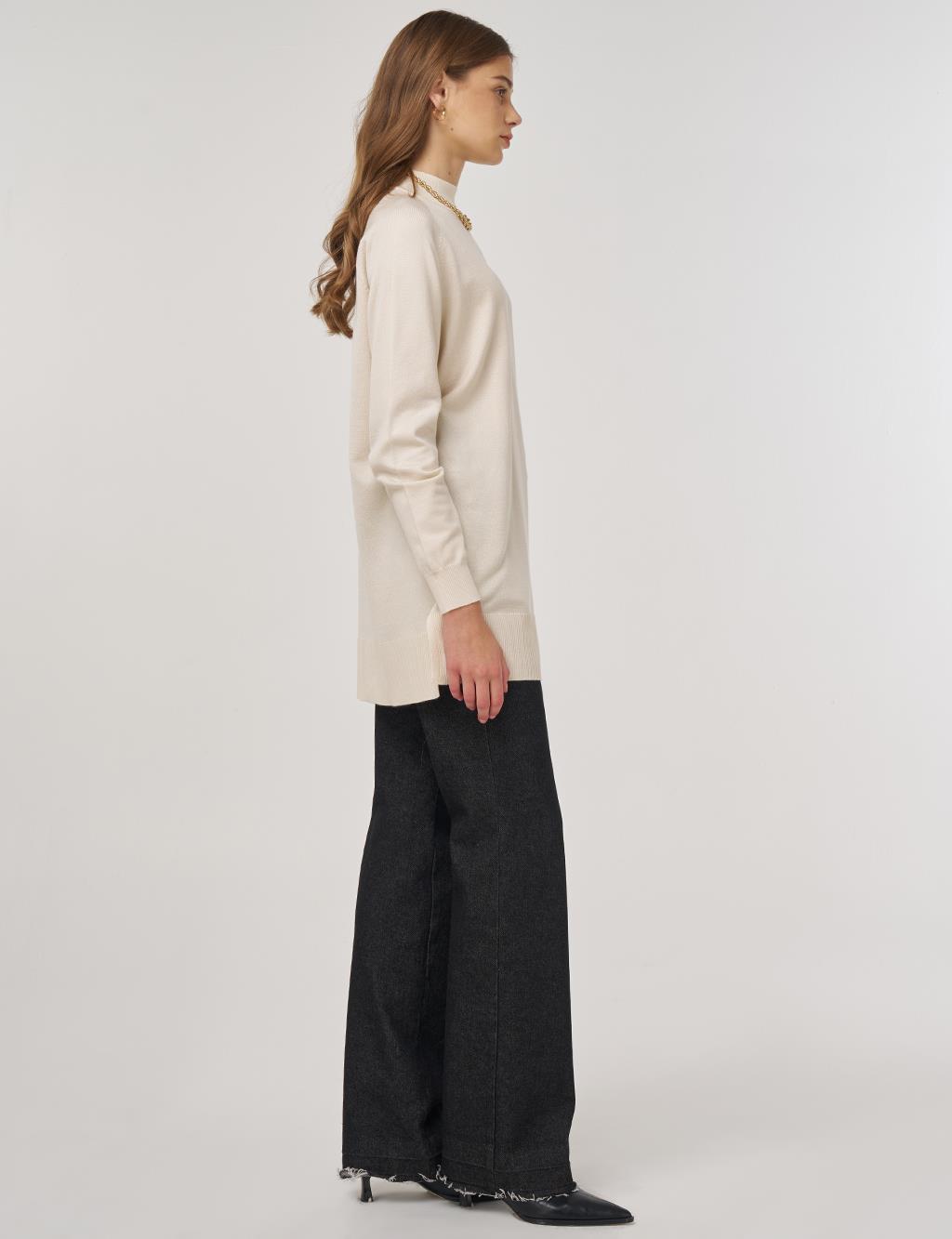 Half Turtleneck Knit Tunic Cream