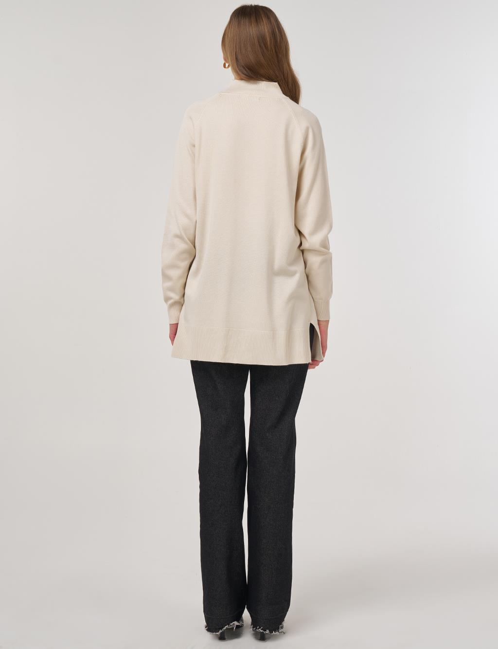 Half Turtleneck Knit Tunic Cream