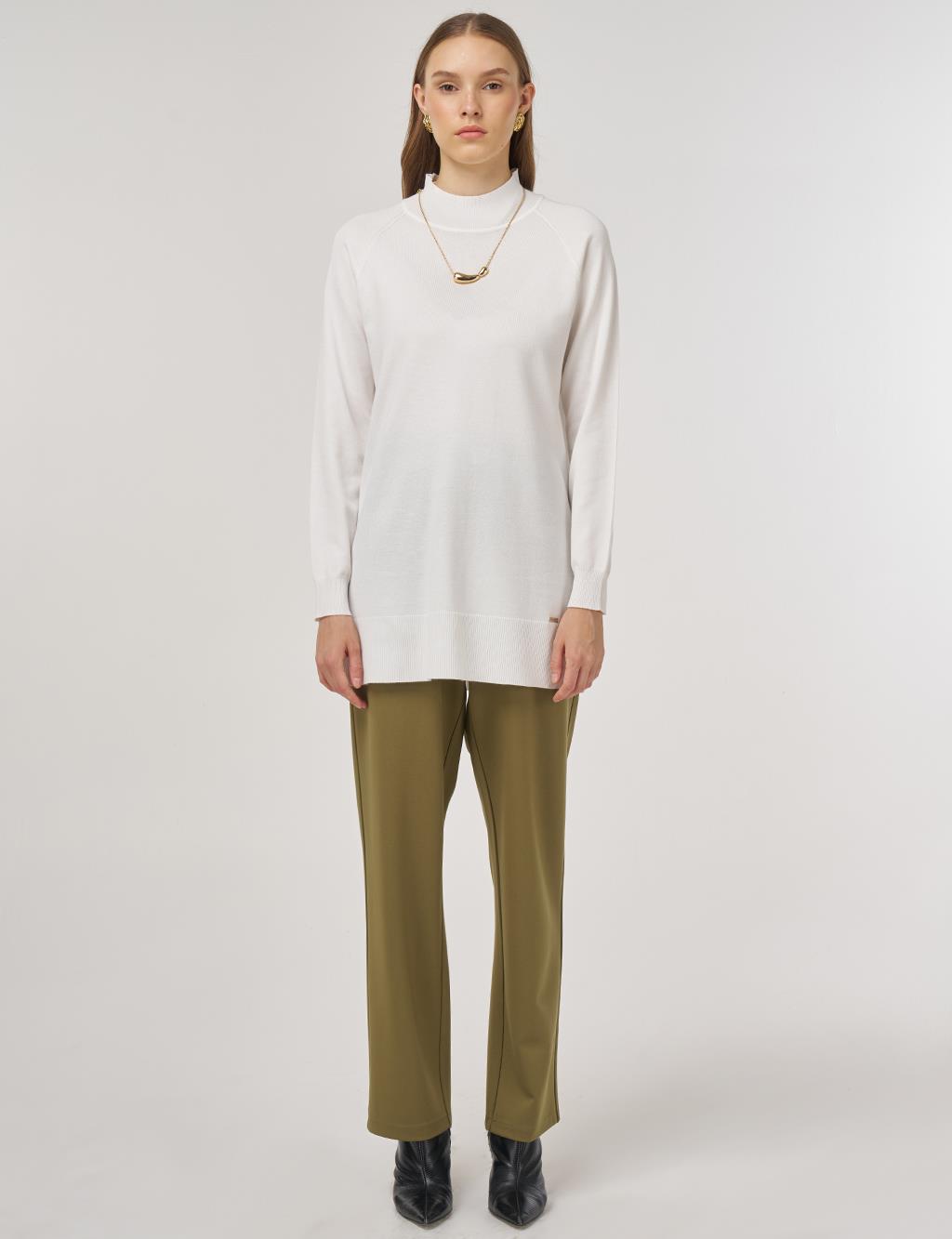 Half Turtleneck Knit Tunic Ecru
