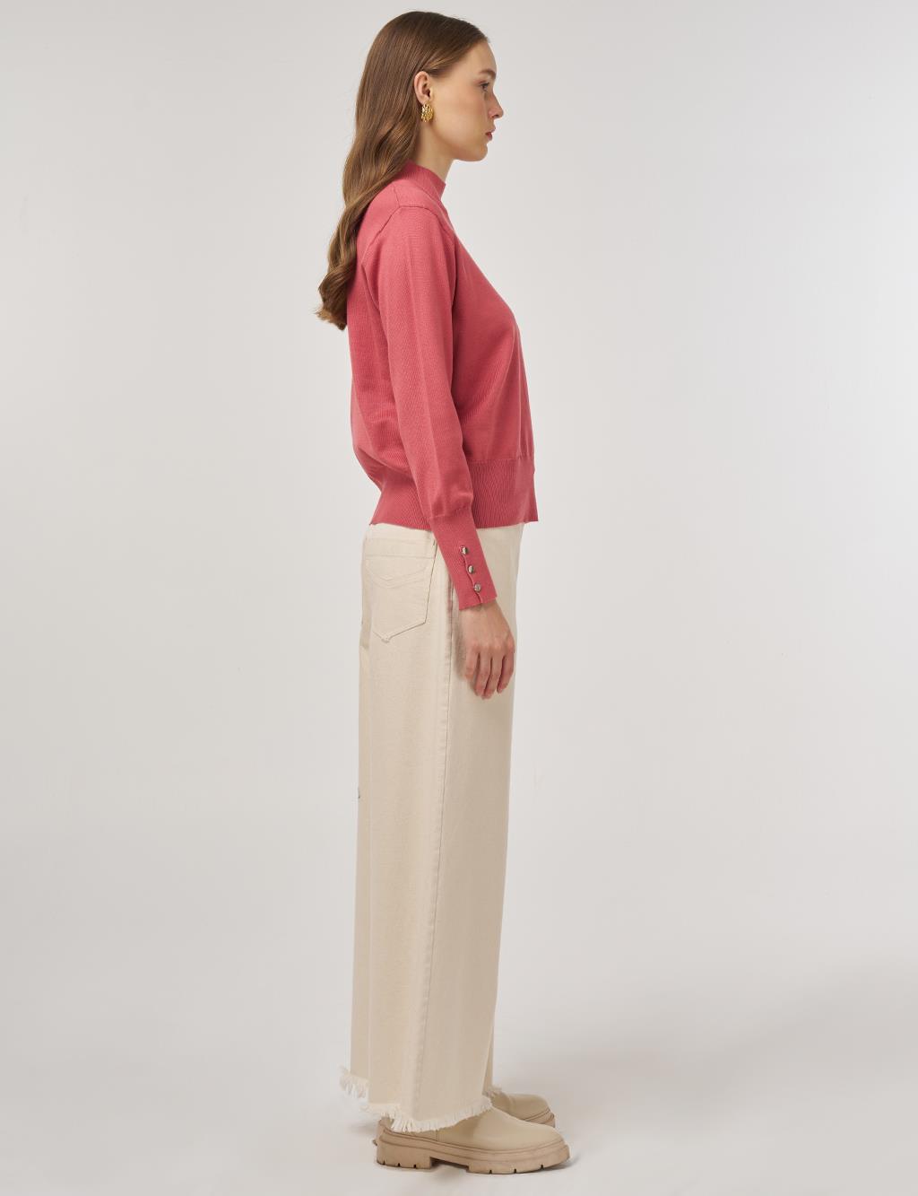 Mock Neck Basic Knit Sweater Dusty Rose 