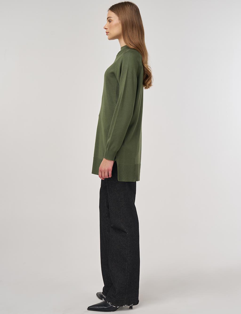Half Turtleneck Knit Tunic Forest Green 
