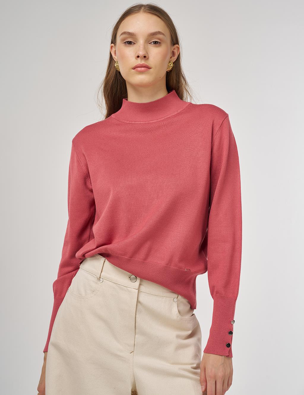 Mock Neck Basic Knit Sweater Dusty Rose 