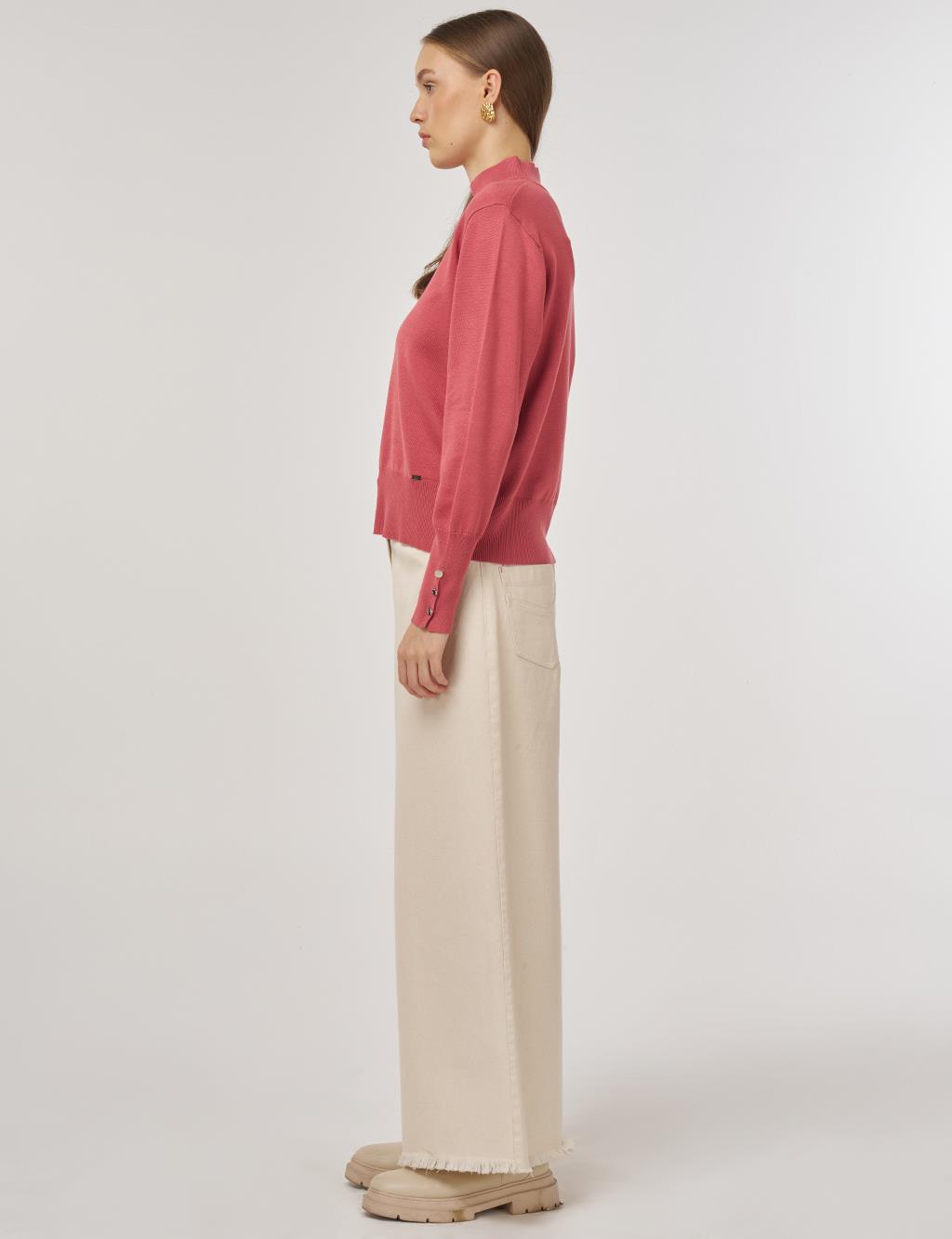 Mock Neck Basic Knit Sweater Dusty Rose 