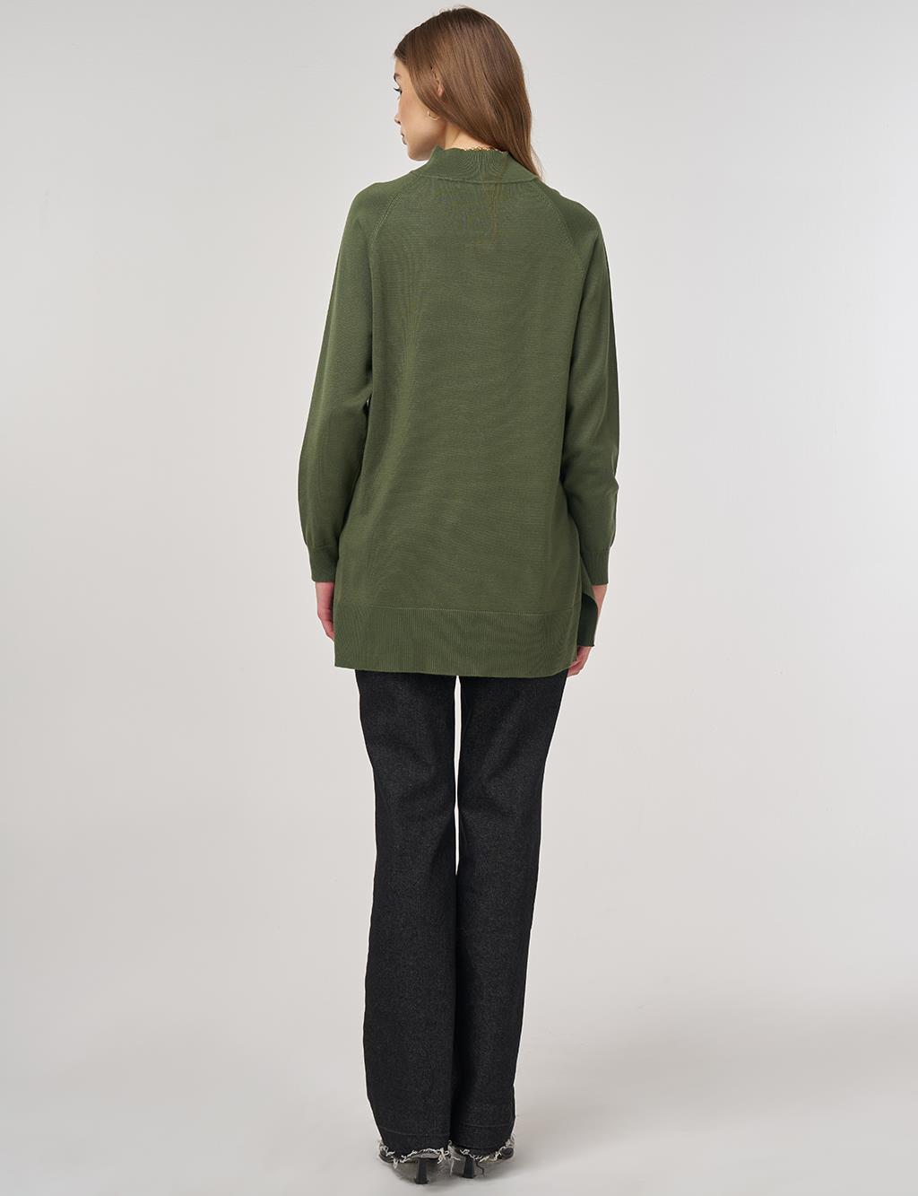 Half Turtleneck Knit Tunic Forest Green 