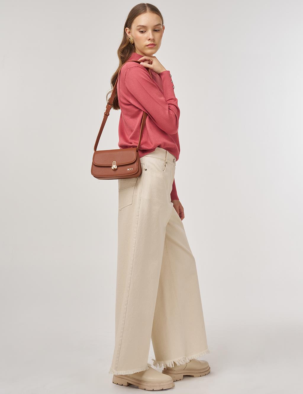 Mock Neck Basic Knit Sweater Dusty Rose 