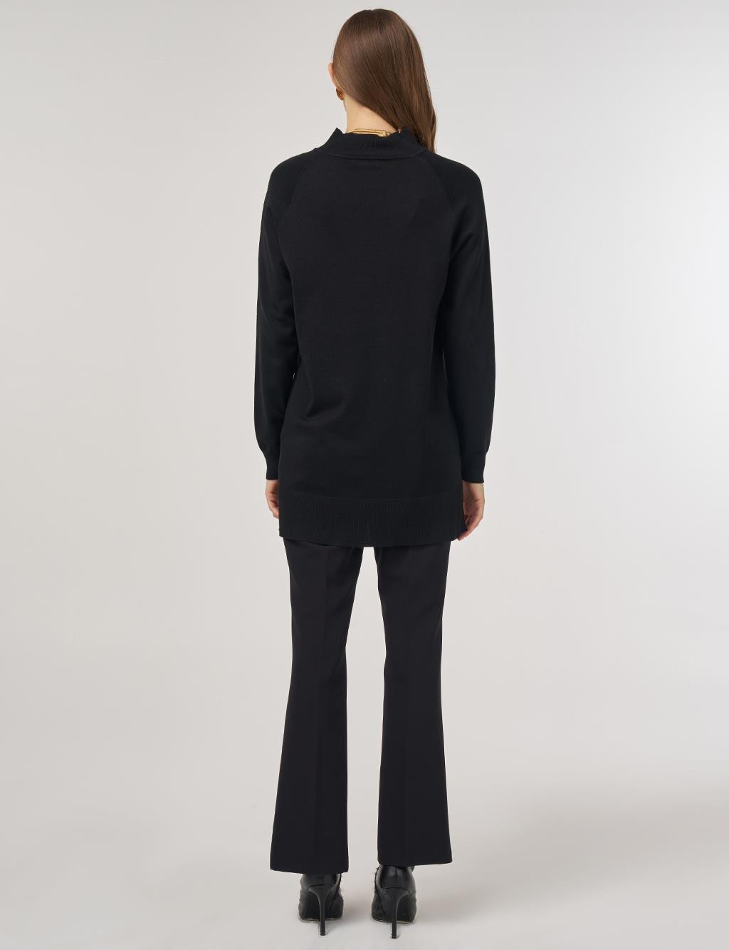 Half Turtleneck Knit Tunic Black