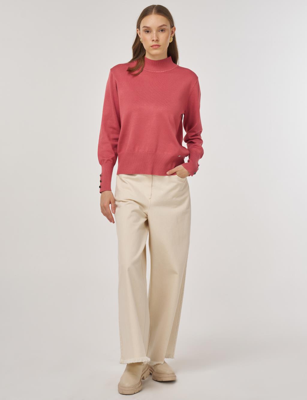 Mock Neck Basic Knit Sweater Dusty Rose 