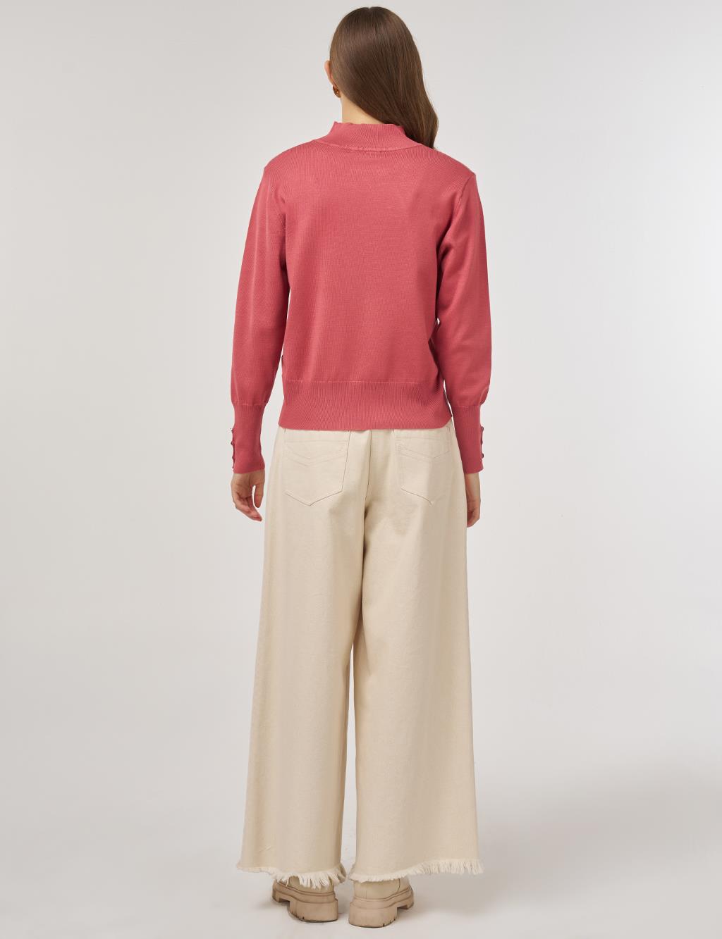 Mock Neck Basic Knit Sweater Dusty Rose 