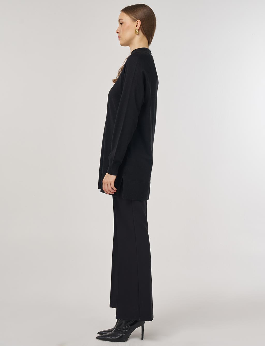 Half Turtleneck Knit Tunic Black