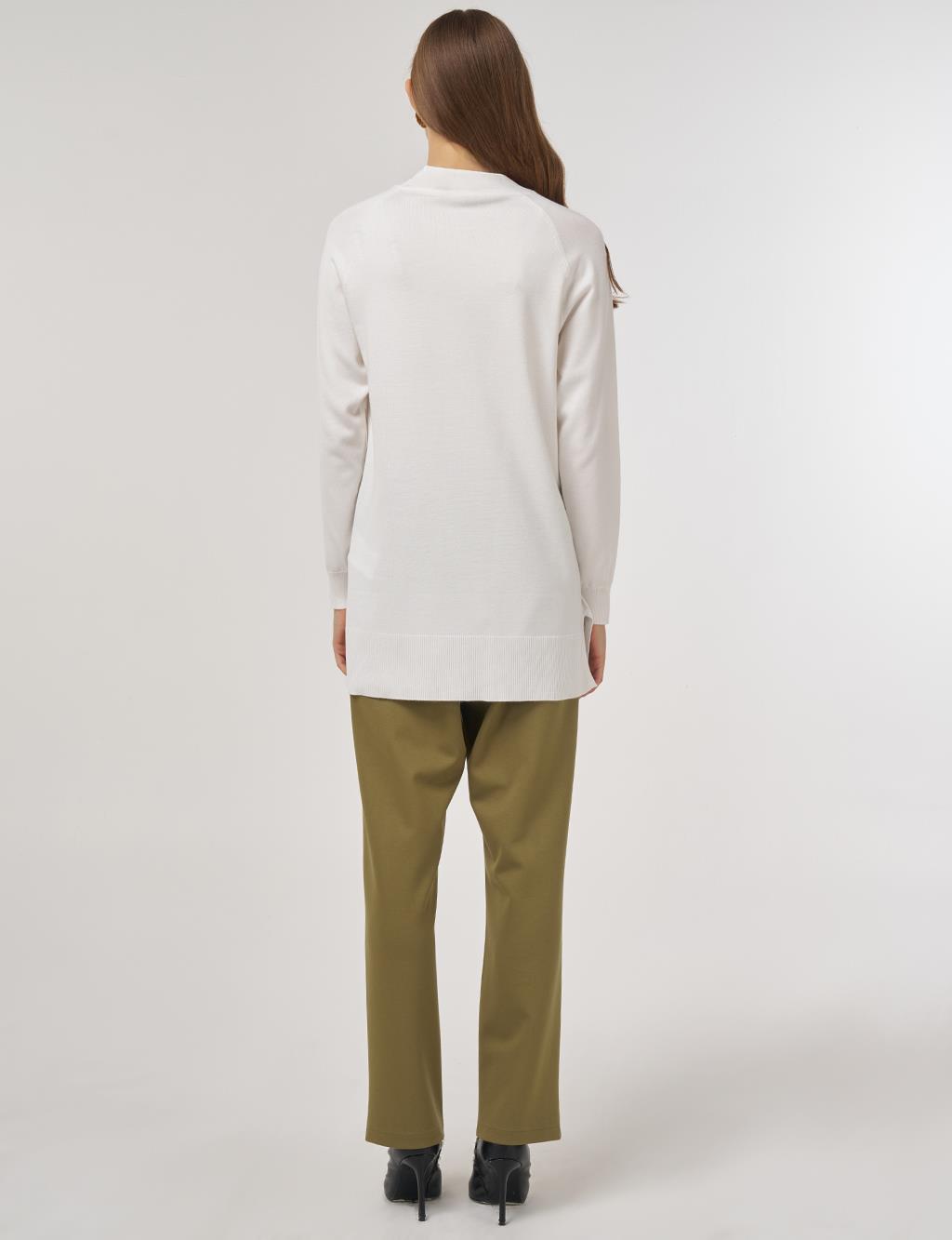Half Turtleneck Knit Tunic Ecru