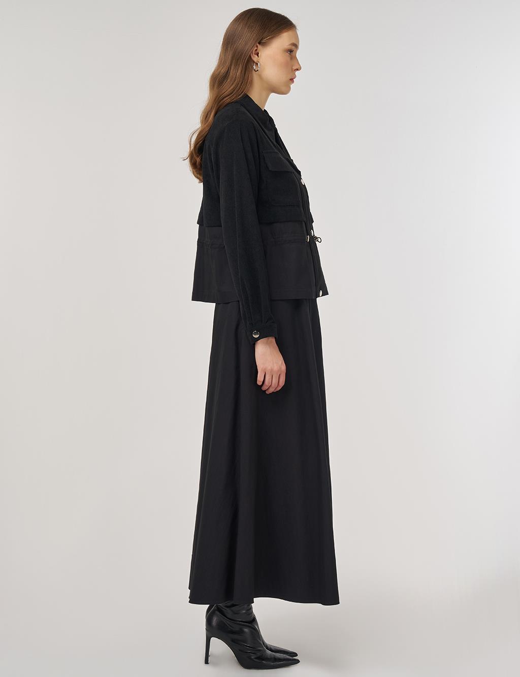 Double-Pocket Skirt Set Black