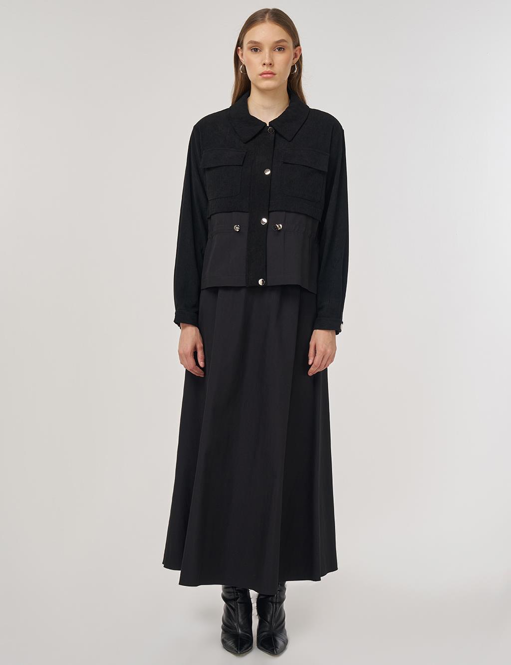 Double-Pocket Skirt Set Black
