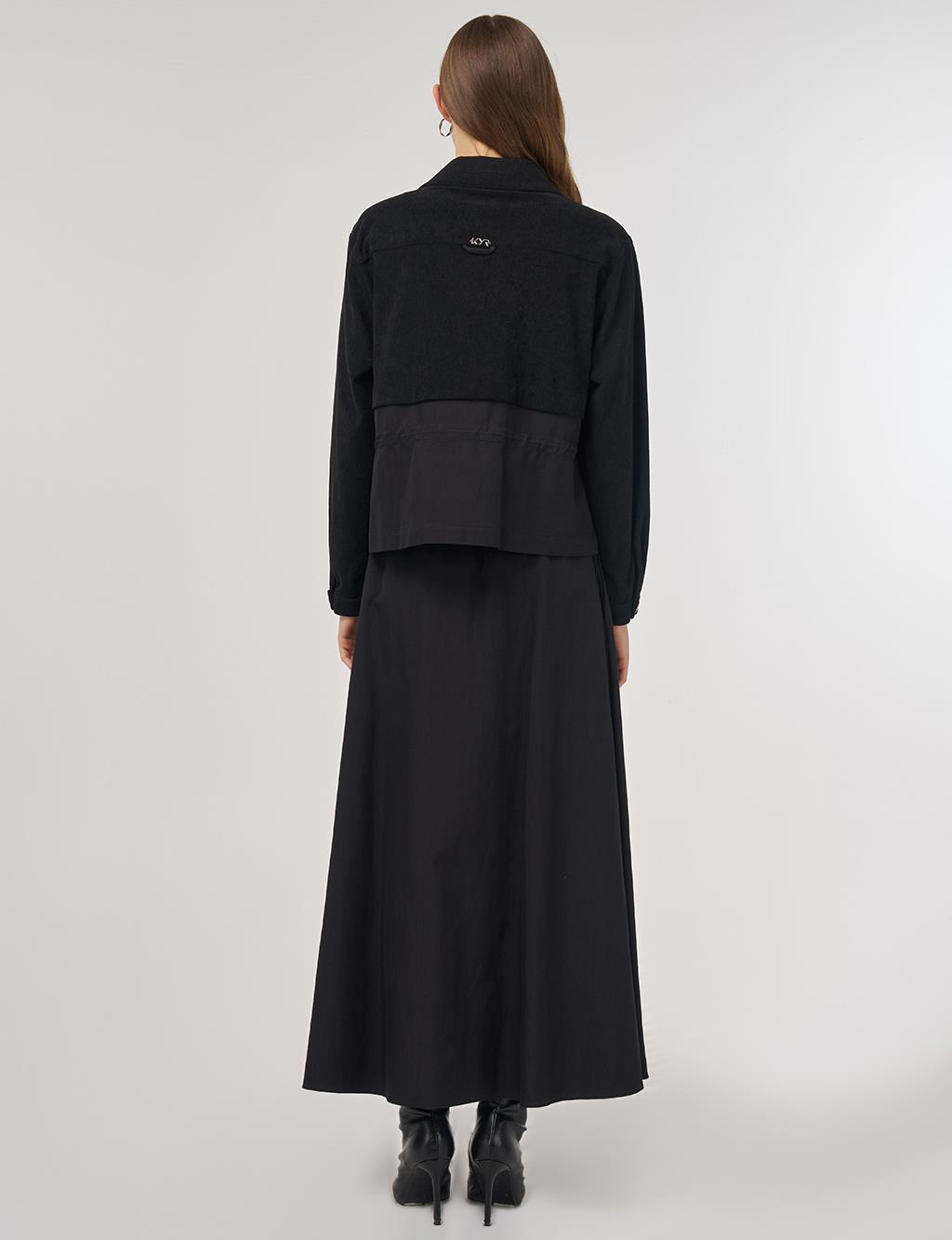 Double-Pocket Skirt Set Black