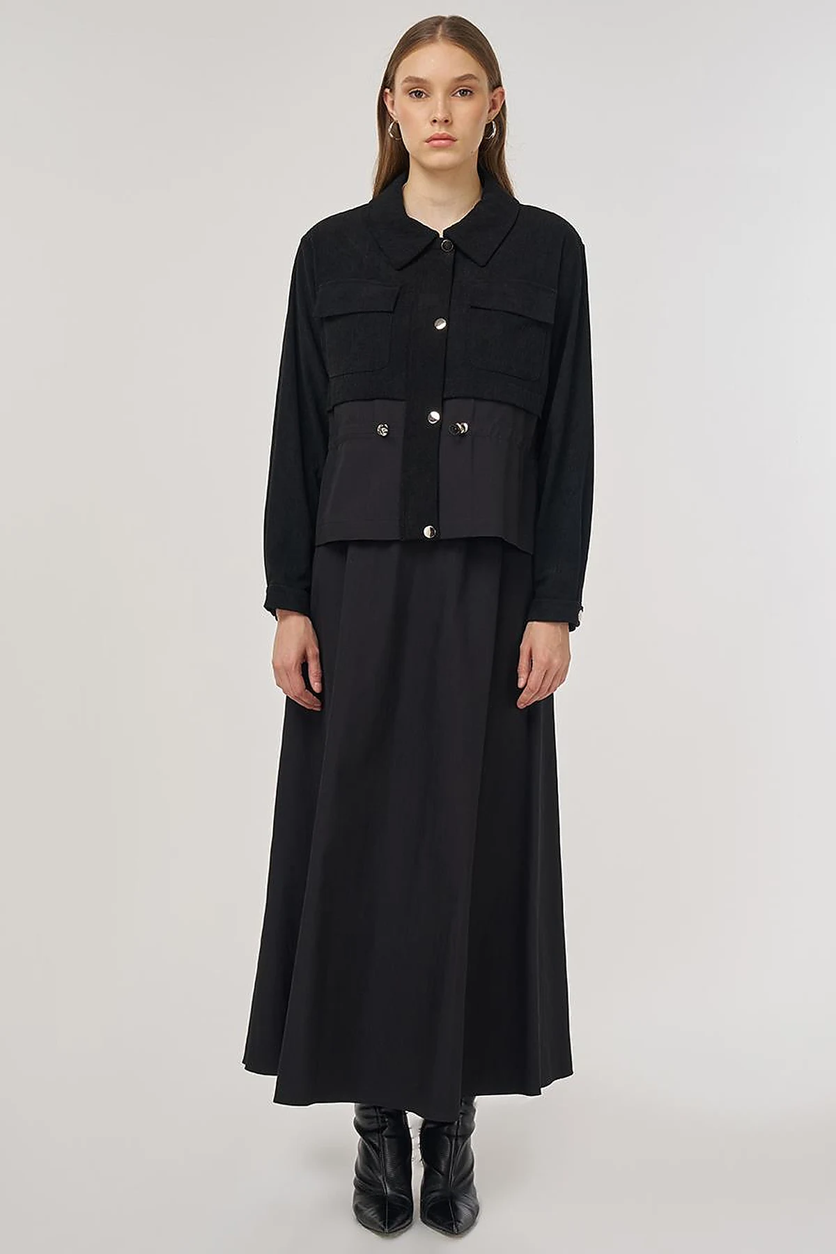 Double-Pocket Skirt Set Black