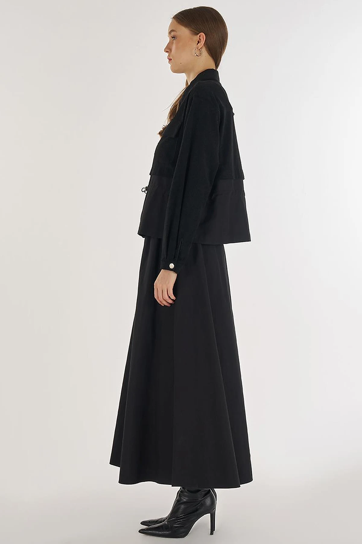 Double-Pocket Skirt Set Black