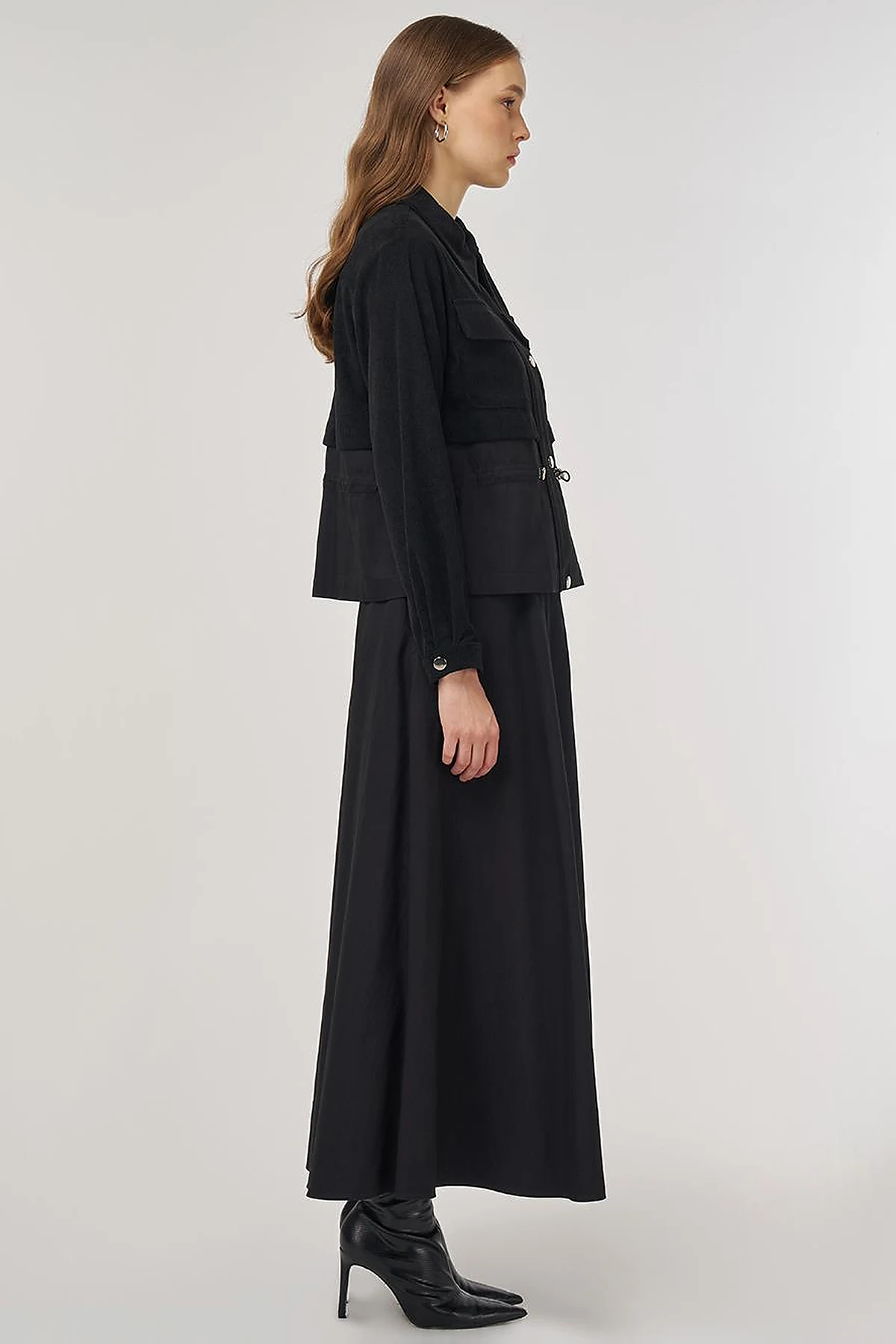 Double-Pocket Skirt Set Black