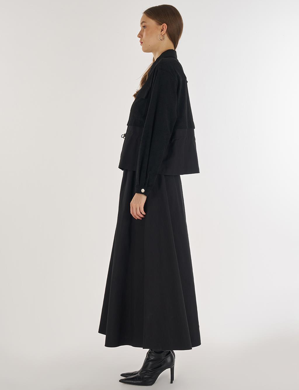 Double-Pocket Skirt Set Black