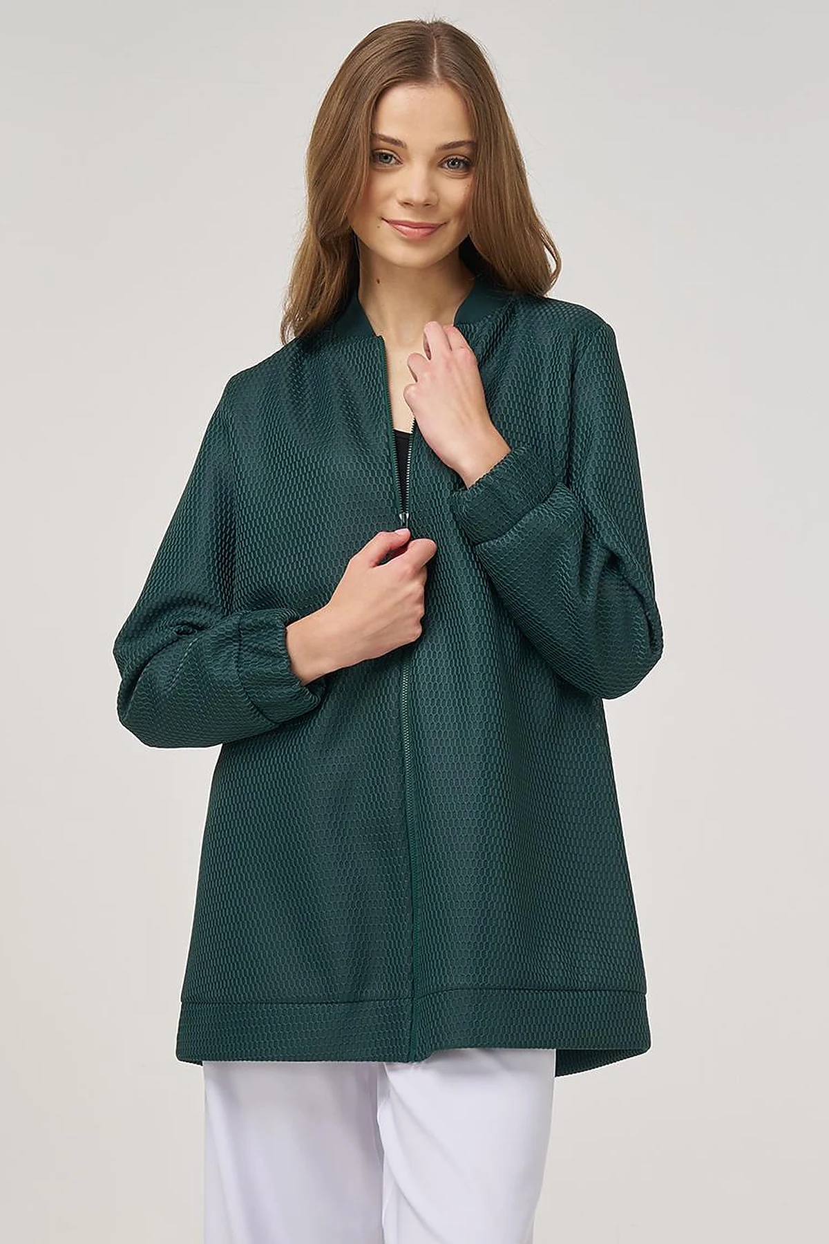 Mesh-Layered Bomber Jacket Green