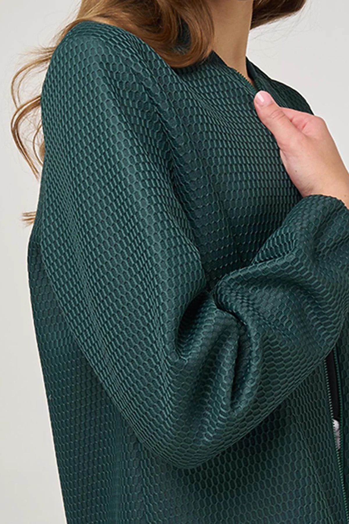 Mesh-Layered Bomber Jacket Green