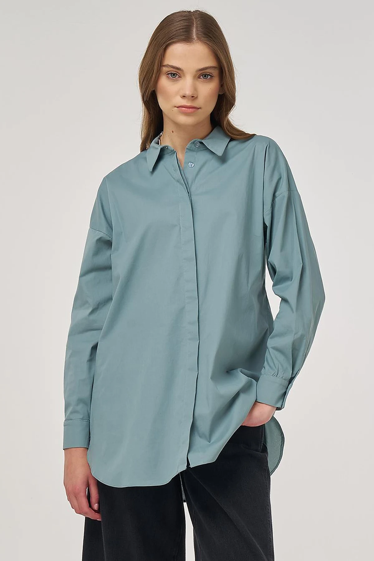 Relax Fit Cotton Tunic Army Green