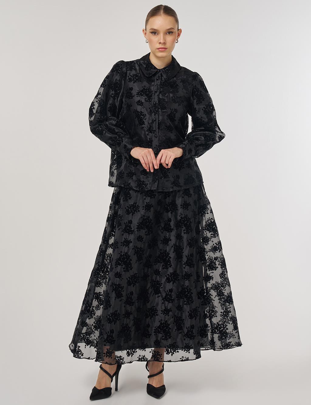 Skirted Organza Set - Black