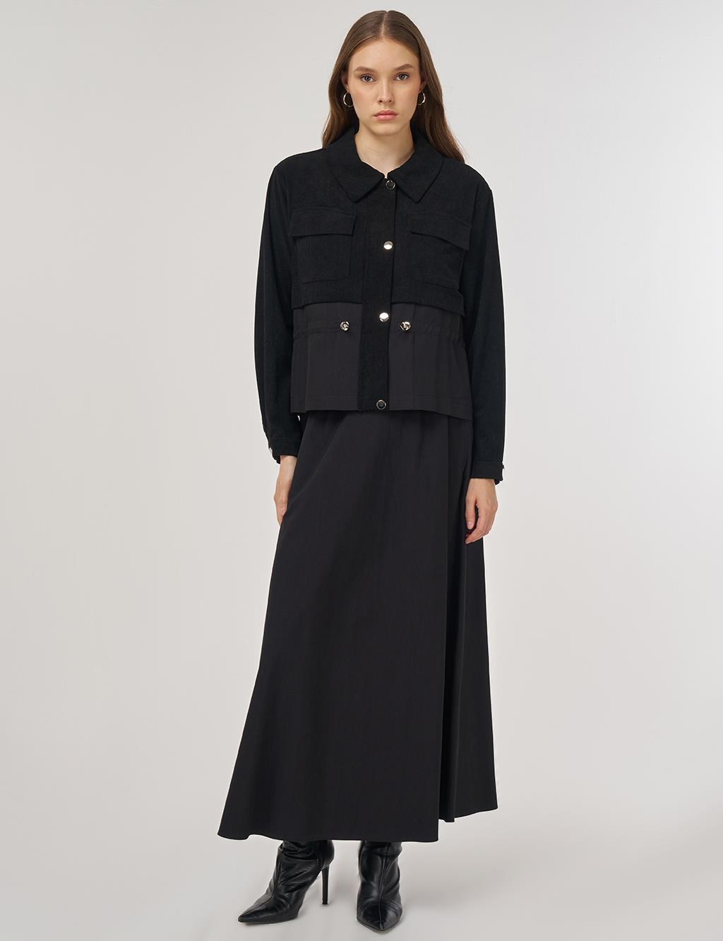 Double-Pocket Skirt Set Black