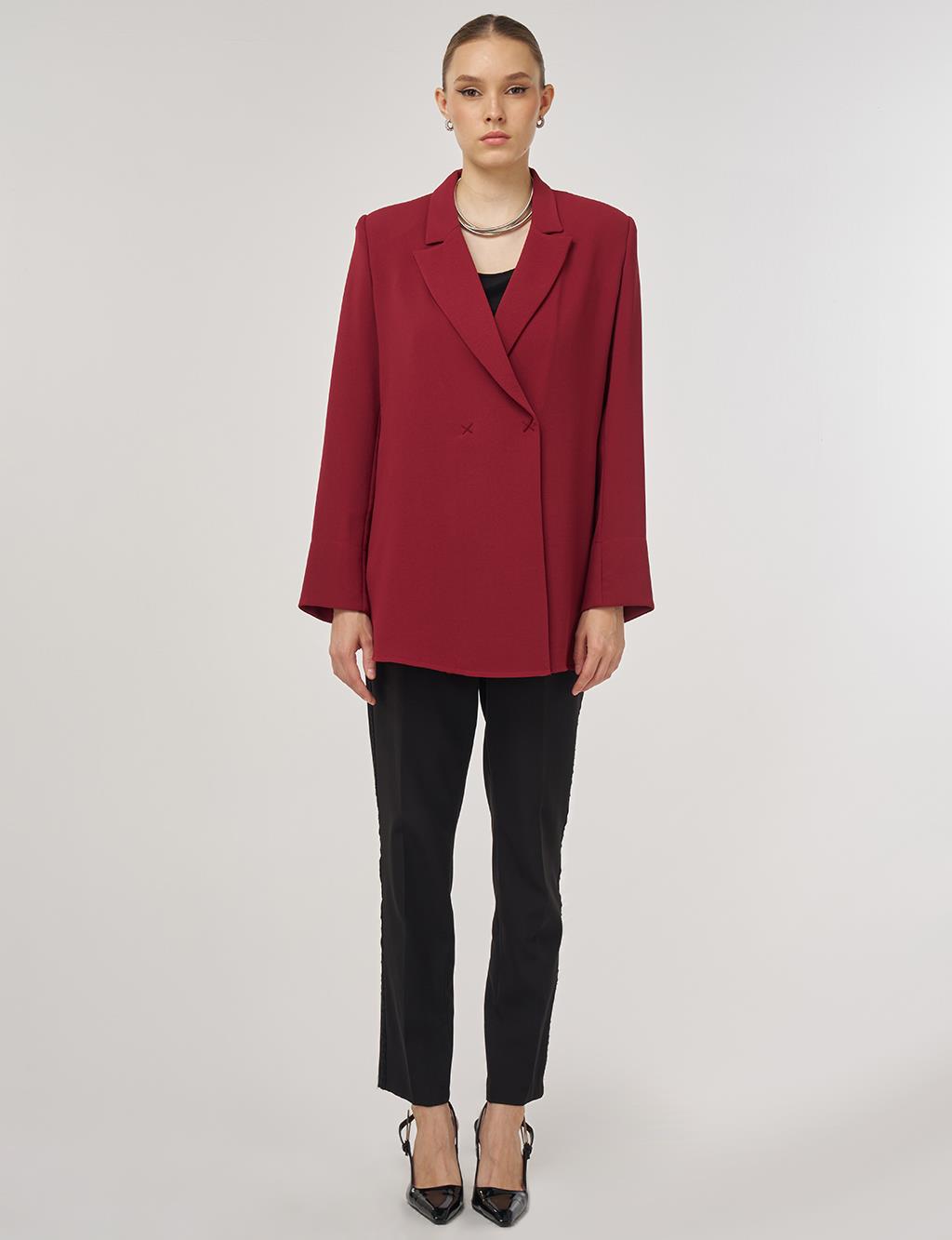 Double-Breasted Blazer Jacket Tibet Red
