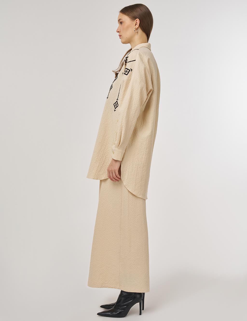 Embroidered Cotton Two-Piece Set Light Yellow