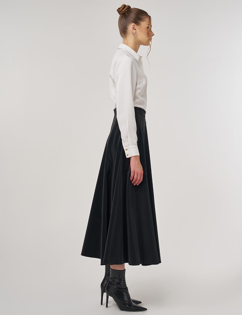 Panel-Seamed Flared Skirt Black