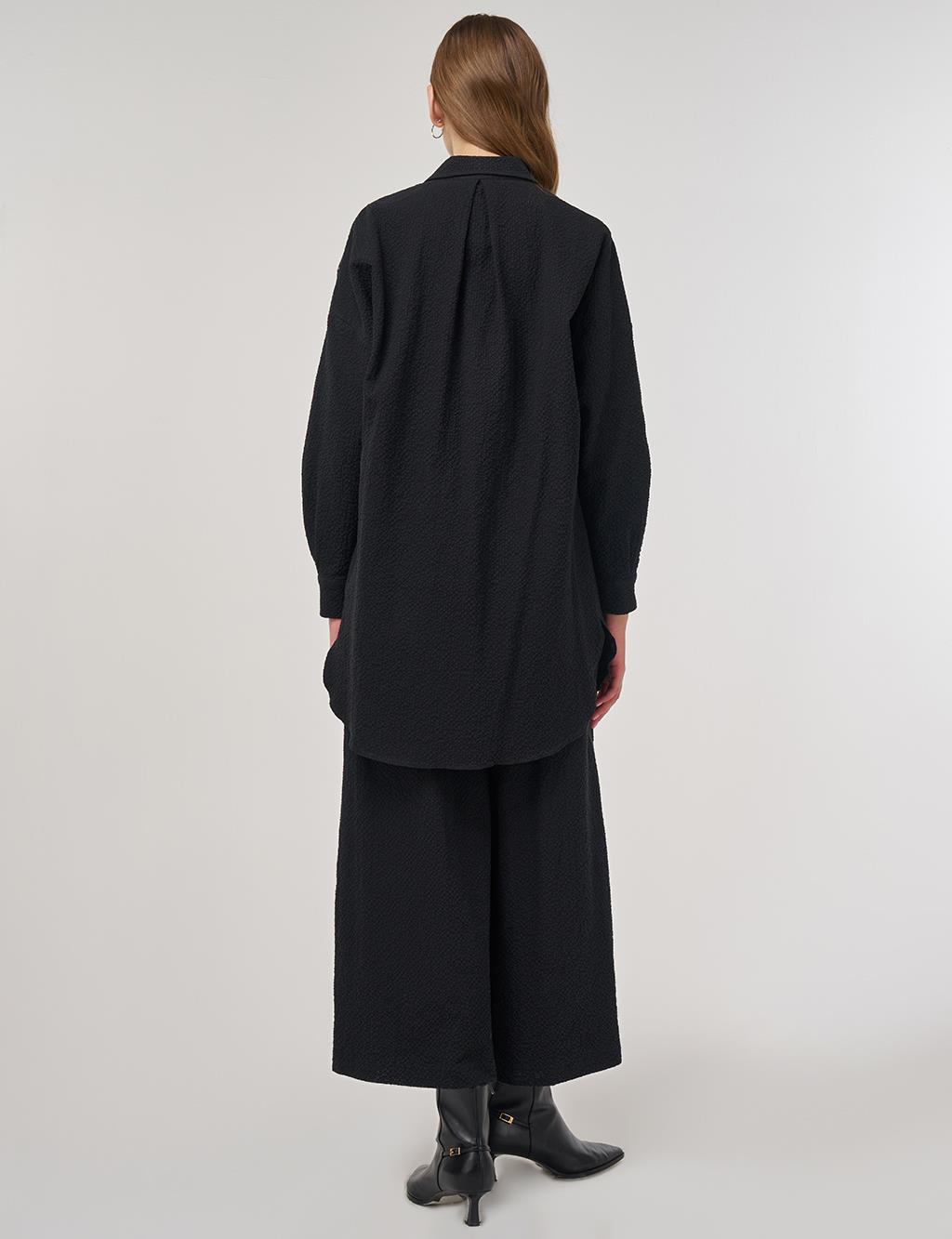 Embroidered Cotton Two-Piece Set Black