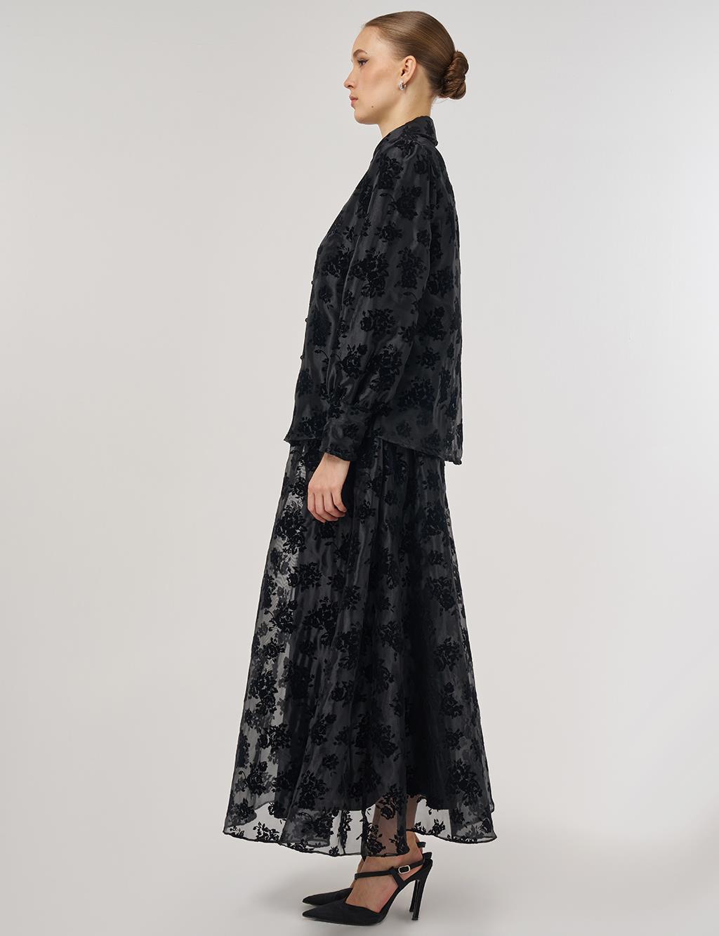 Skirted Organza Set - Black