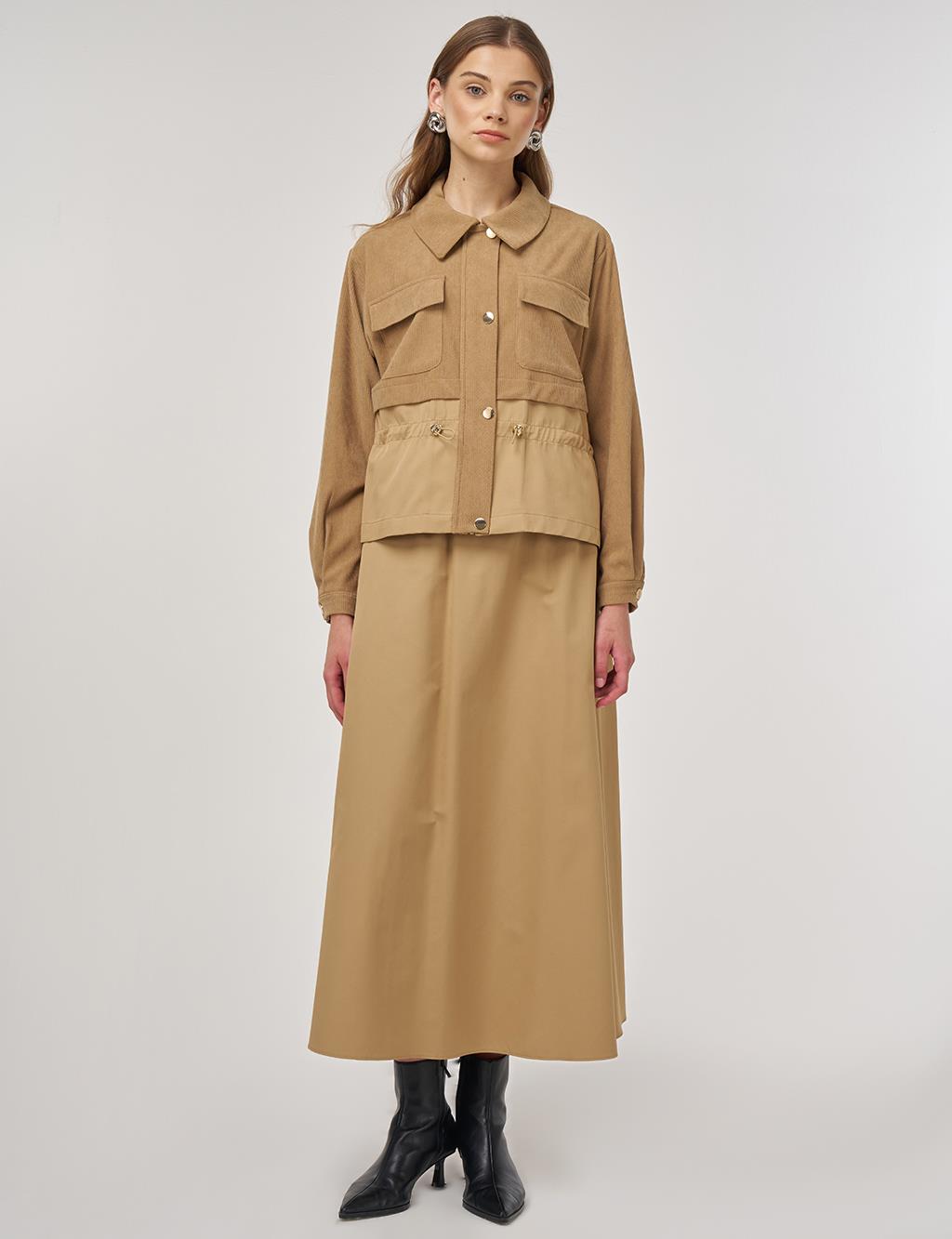Double-Pocket Skirt Set Beige