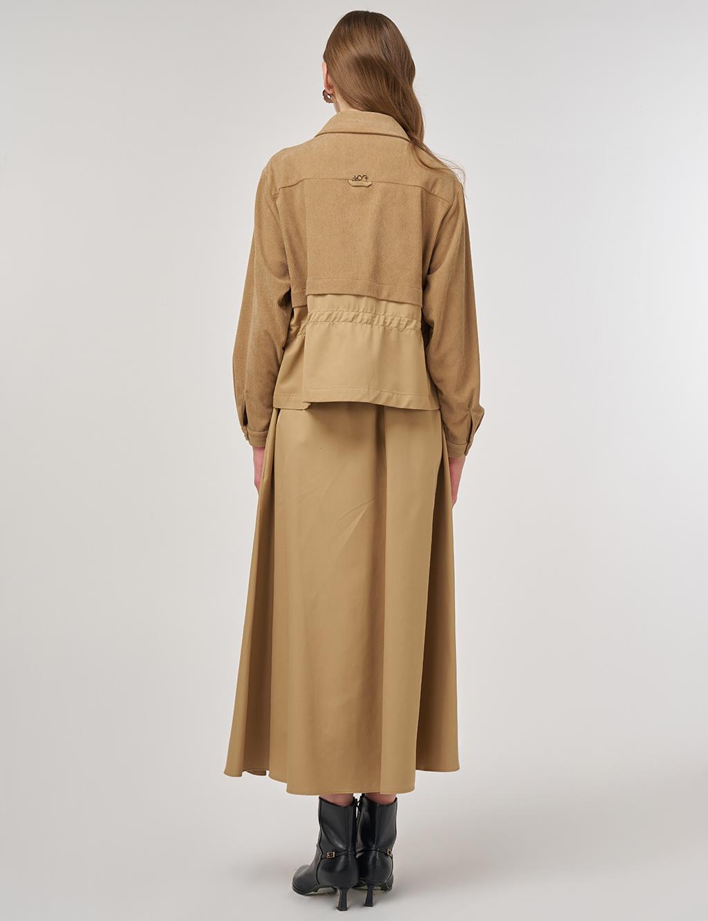 Double-Pocket Skirt Set Beige