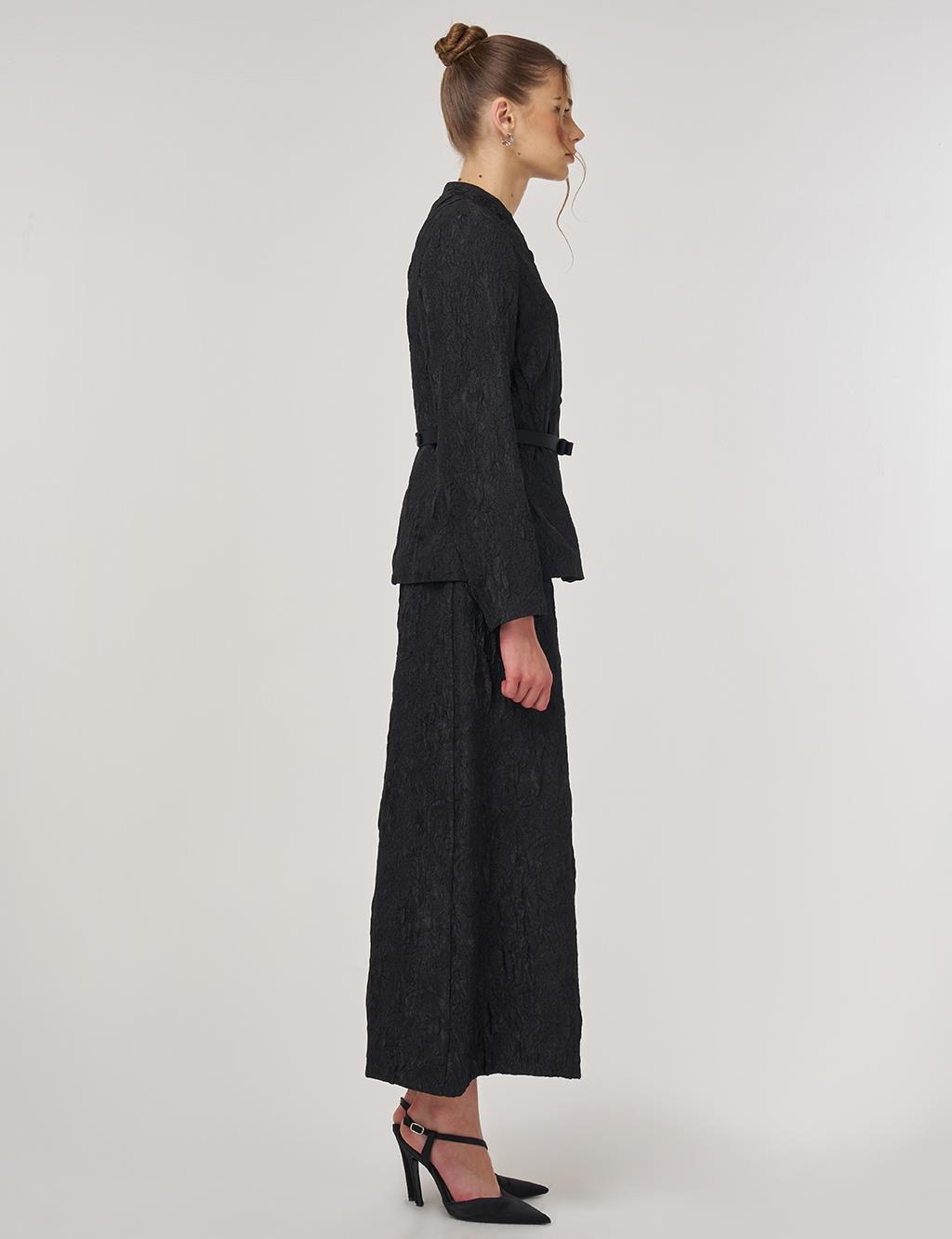 Belted Jacquard Jacket Black 