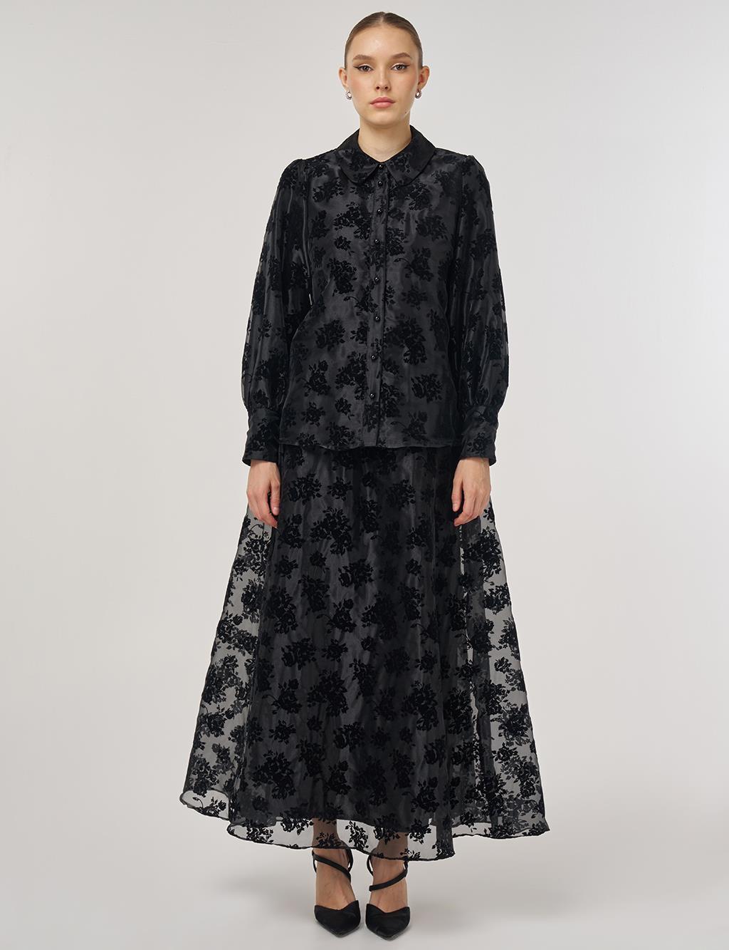 Skirted Organza Set - Black
