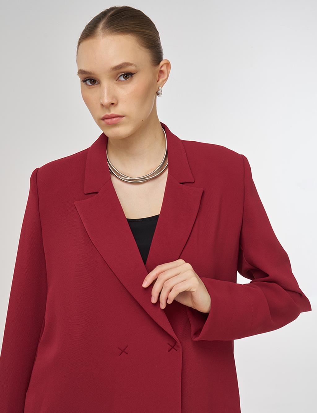 Double-Breasted Blazer Jacket Tibet Red