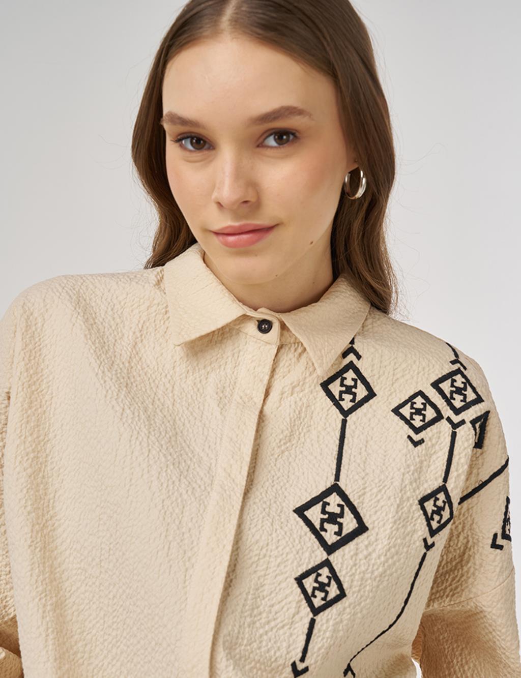 Embroidered Cotton Two-Piece Set Light Yellow