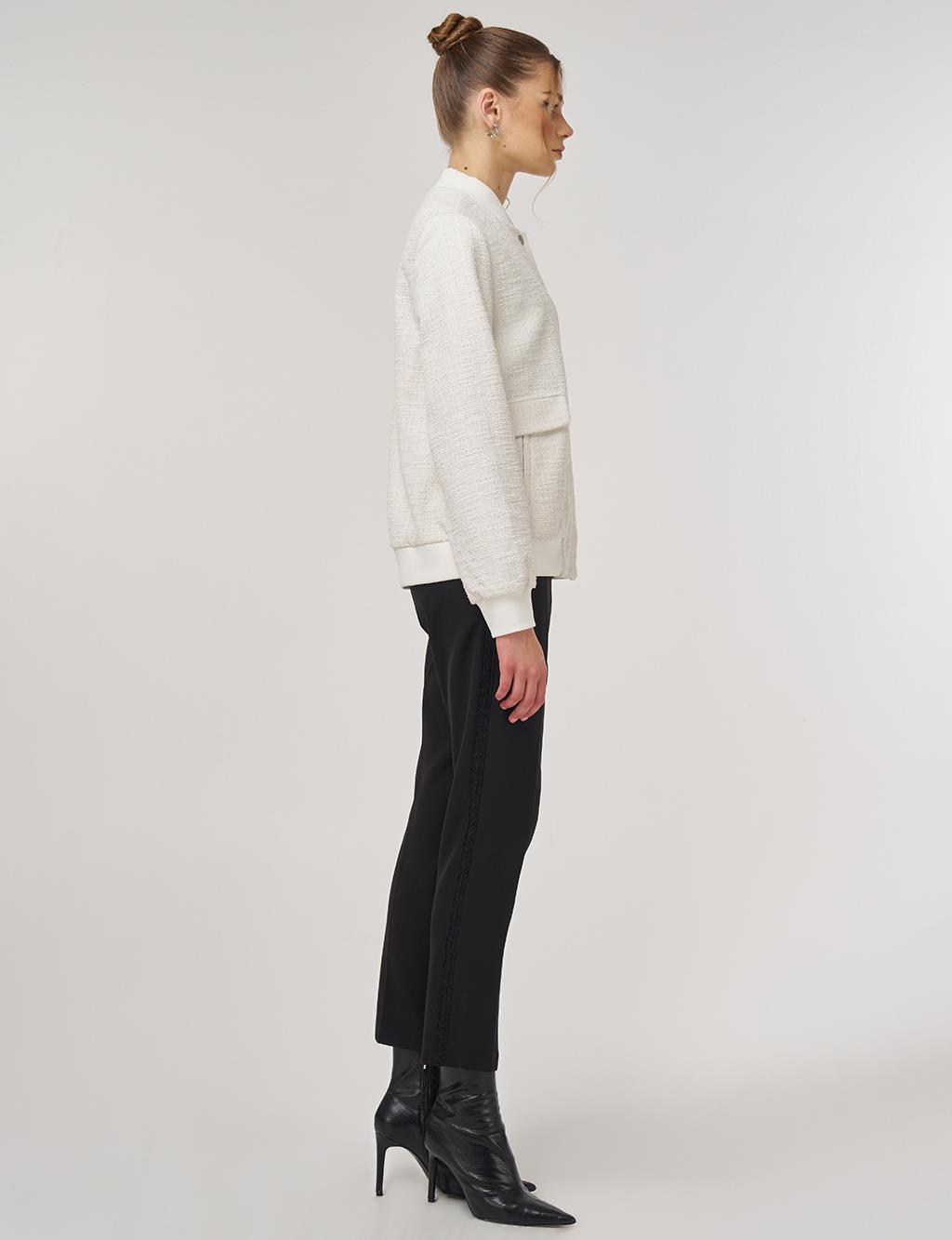 College Collar Bomber Jacket Cream