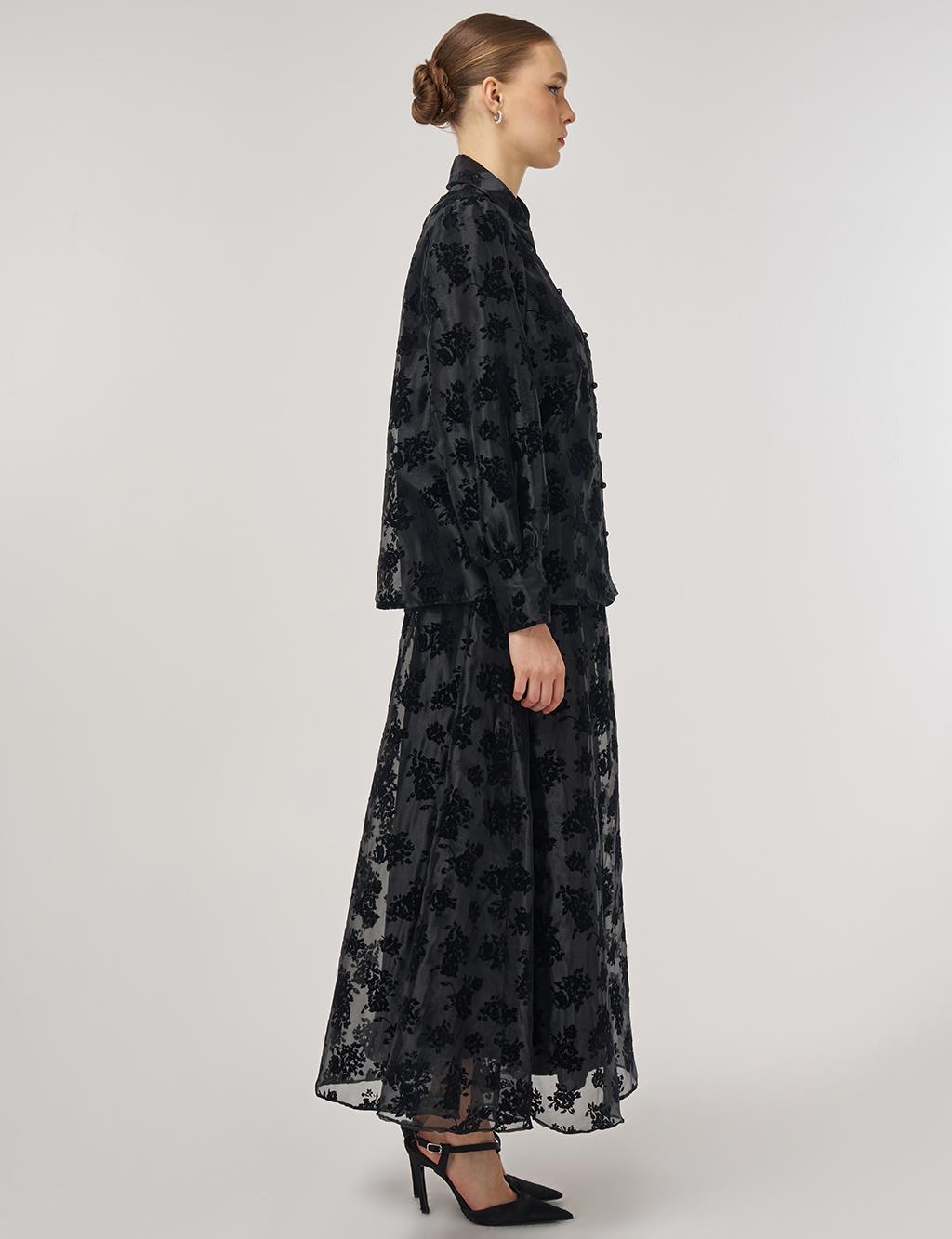Skirted Organza Set - Black