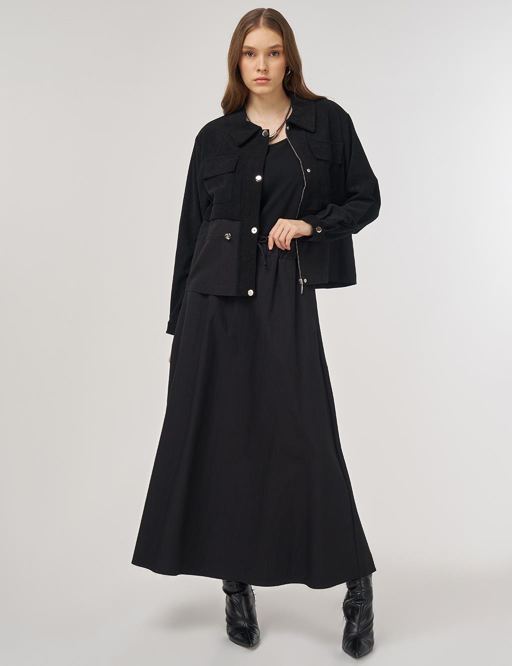 Double-Pocket Skirt Set Black