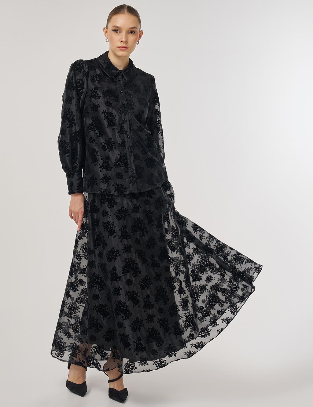 Skirted Organza Set - Black