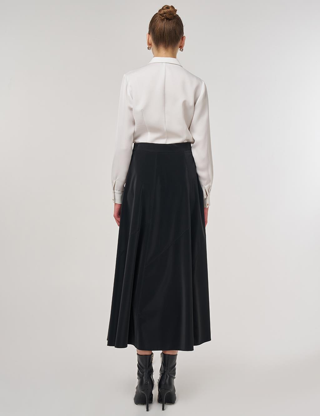 Panel-Seamed Flared Skirt Black