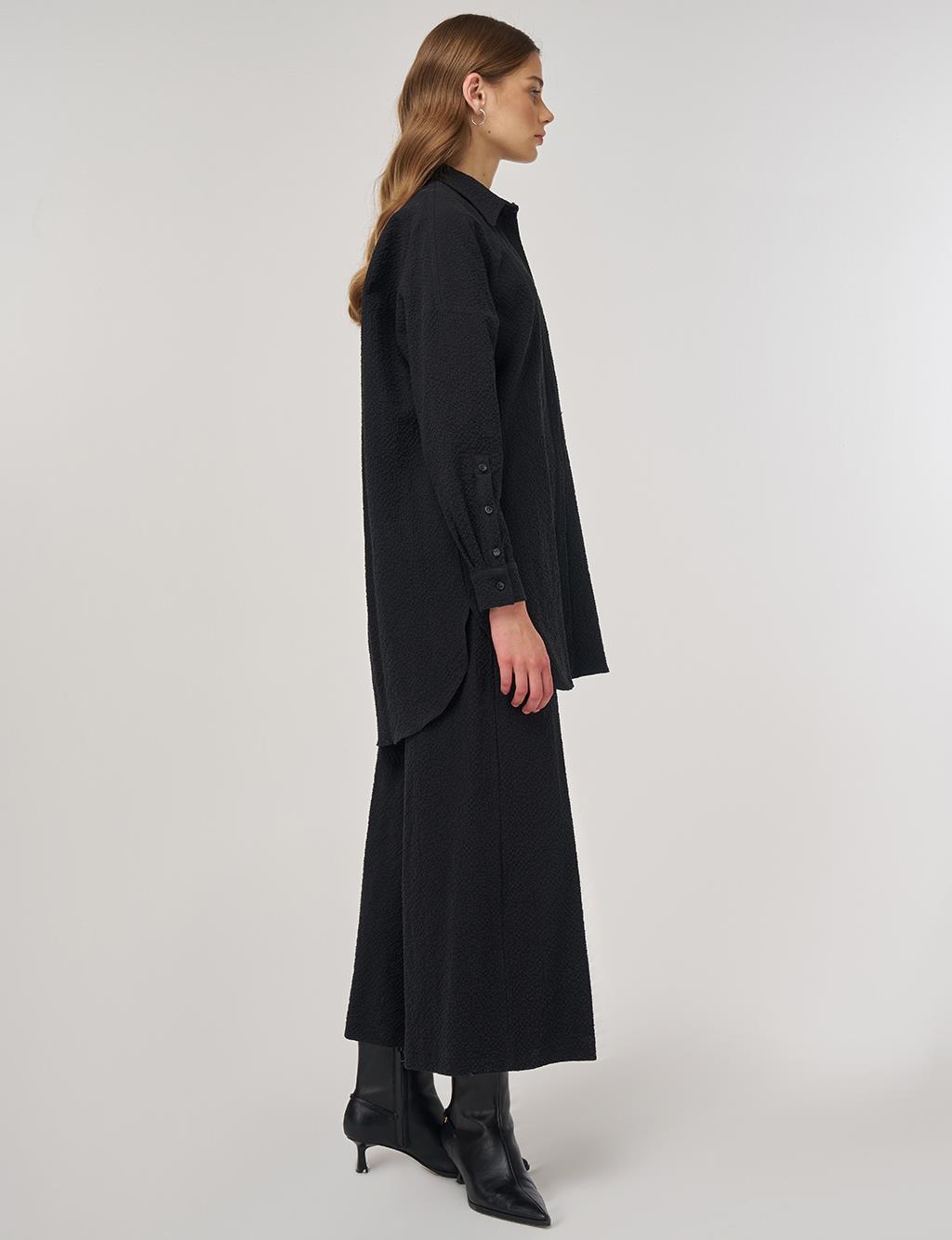 Embroidered Cotton Two-Piece Set Black