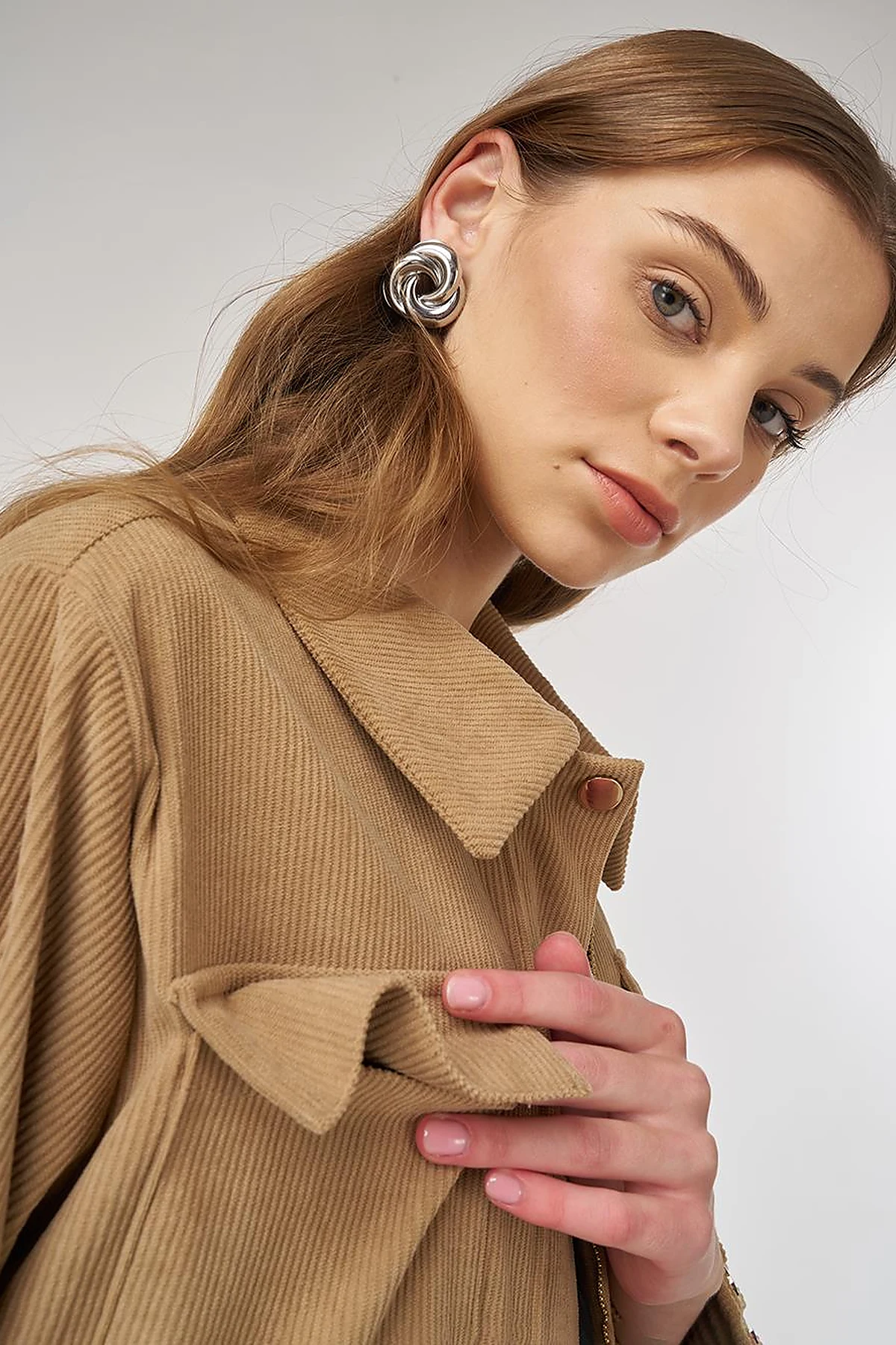 Double-Pocket Skirt Set Beige