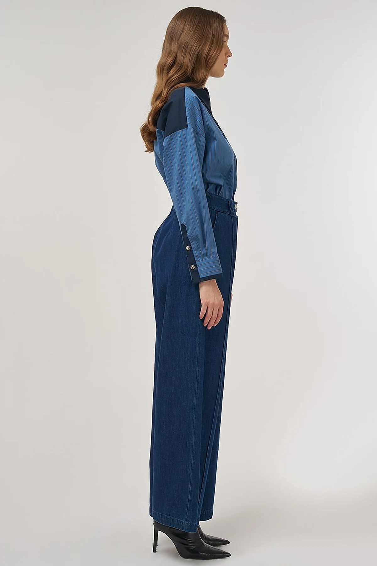 Chima Seam-Stitched Marine Fit Denim Pants Navy